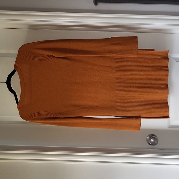 Free People Crisscross Tunic Sweater Orange Small Linen Blend - Picture 6 of 7